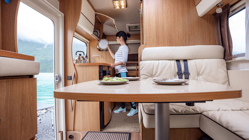 Plan your first motorhome holiday; interior of motorhome